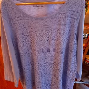 Croft & barrow Top with lace & with 2/3 sleeves